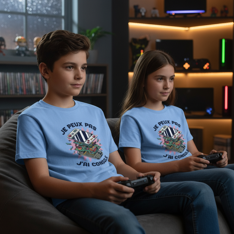 🎮 T-shirt Ado “Je peux pas, j’ai console” – Fun & Gaming Style | UNiKtee REF00044