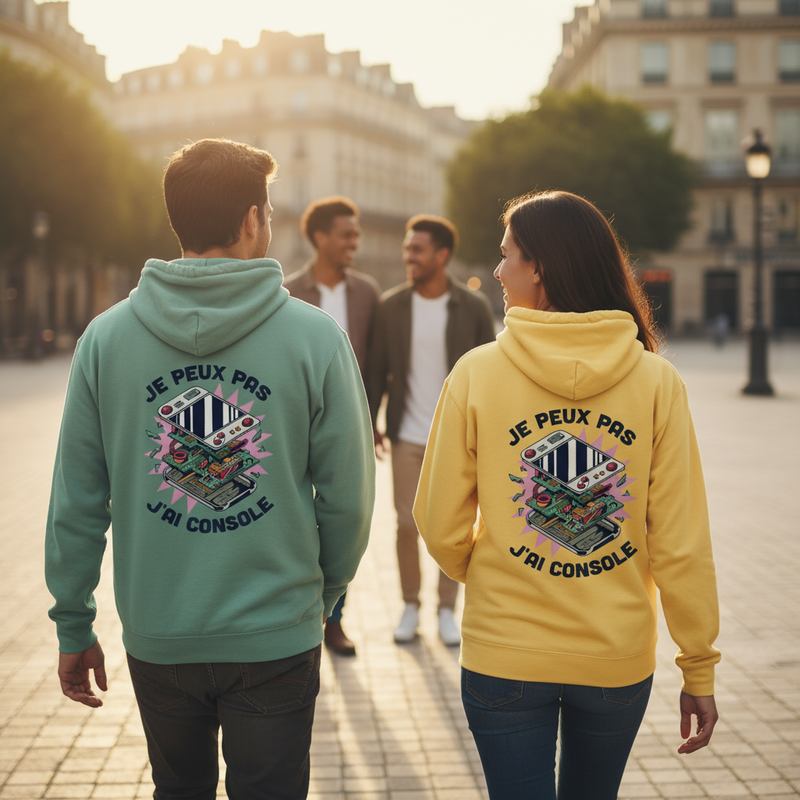 🎮 Sweat à Capuche Unisexe “Je peux pas, j’ai console” – Gaming Style | UNiKtee REF00044